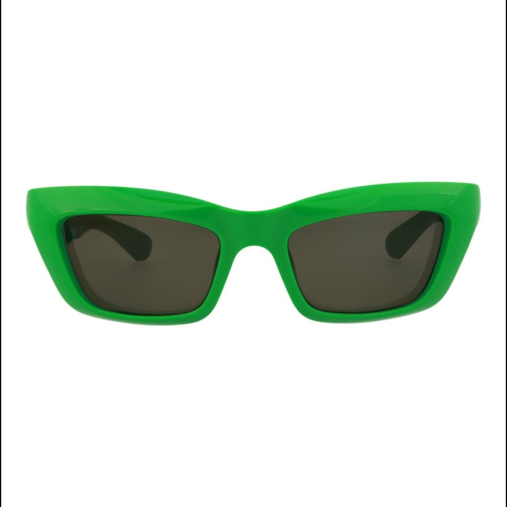 Bottega Venetta green square frame injection sunglasses